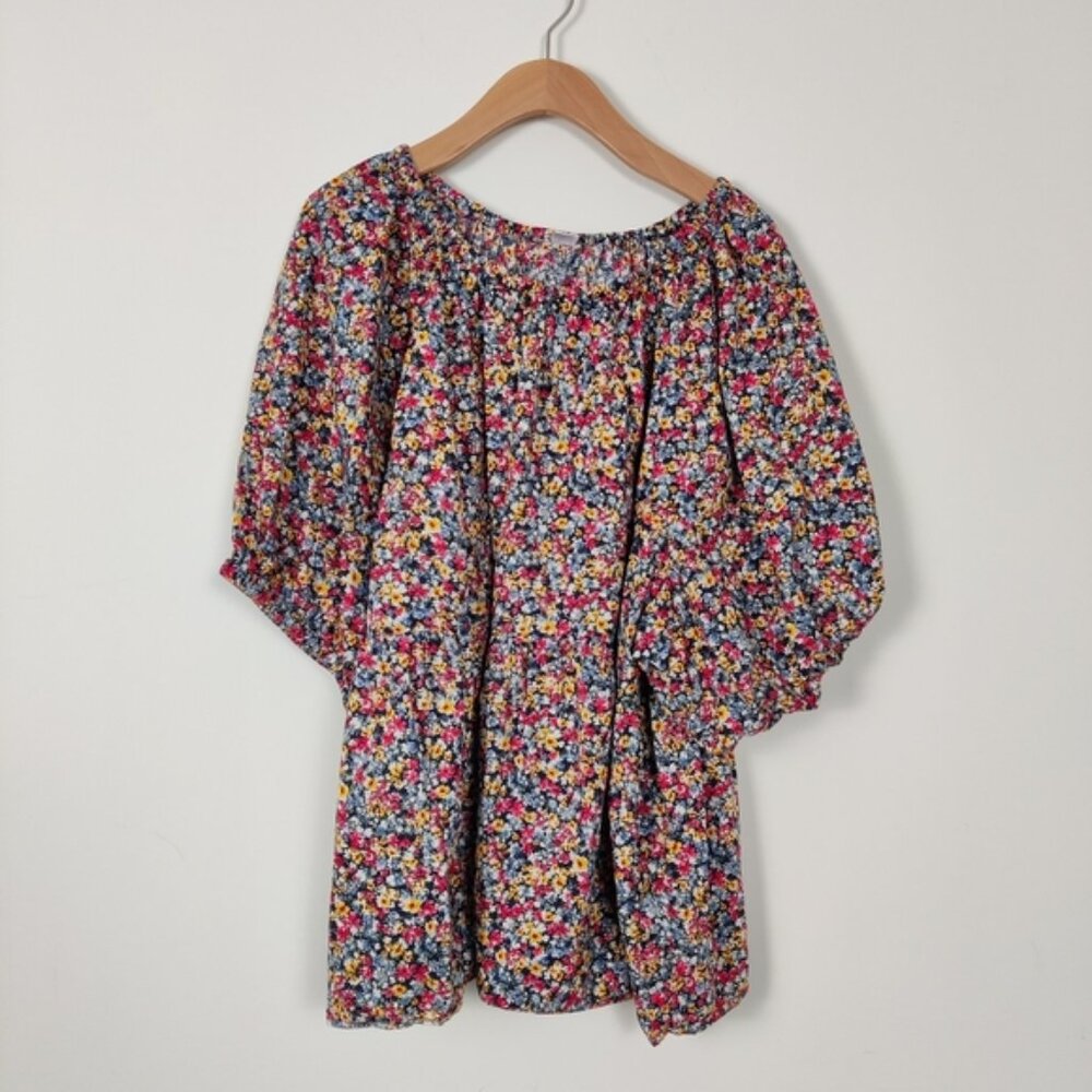 Old Navy Women's Colorful Floral Blouse Size 3X Bohemian Cottagecore Boho